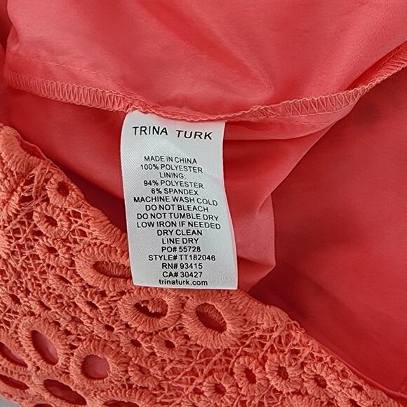 Trina Turk Neriah Coral Eyelet Lace Ruffle Mini Dress 2 - Picture 6 of 8